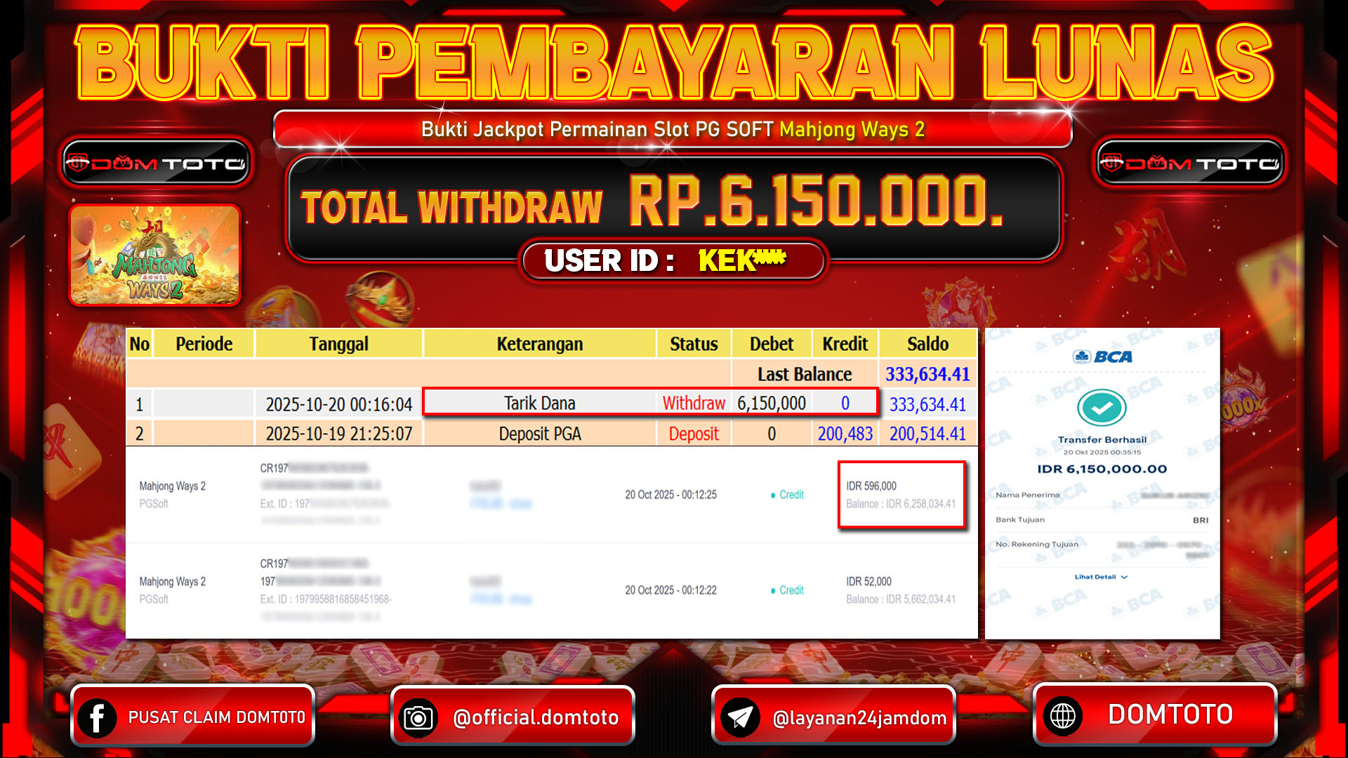 JACKPOT Slot Mahjong Ways 2 PGSoft 20 OKTOBER 2025